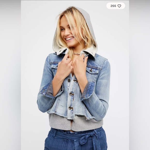 Free people Double Weave Denim Jacket in Vintage wash size L - Picture 1 of 9